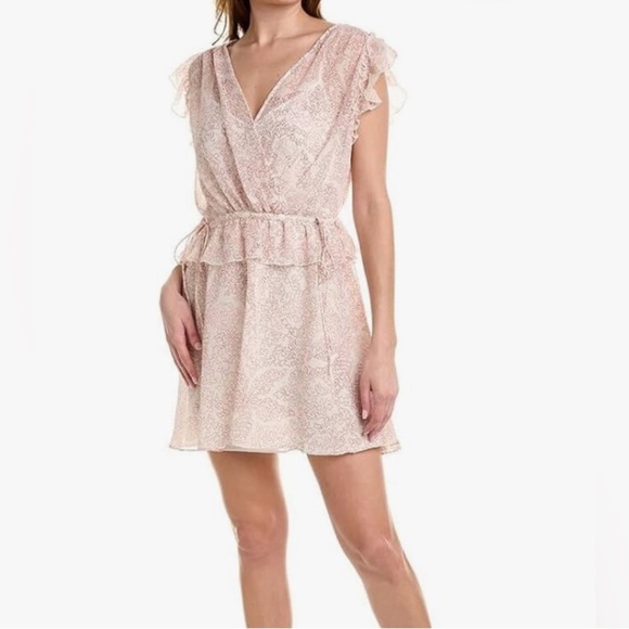 Ted Baker London Dresses & Skirts - NWT Ted Baker Evelyna Printed‎ Ivory Pink Texture GGT V-neck Mini Dress 1 US 4 S